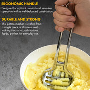 QAP Stainless Steel Potato Masher, 11 Inch, Silver