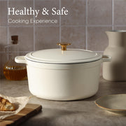 Carote Enameled Cast Iron Dutch Oven, 5 Quart, Cream White