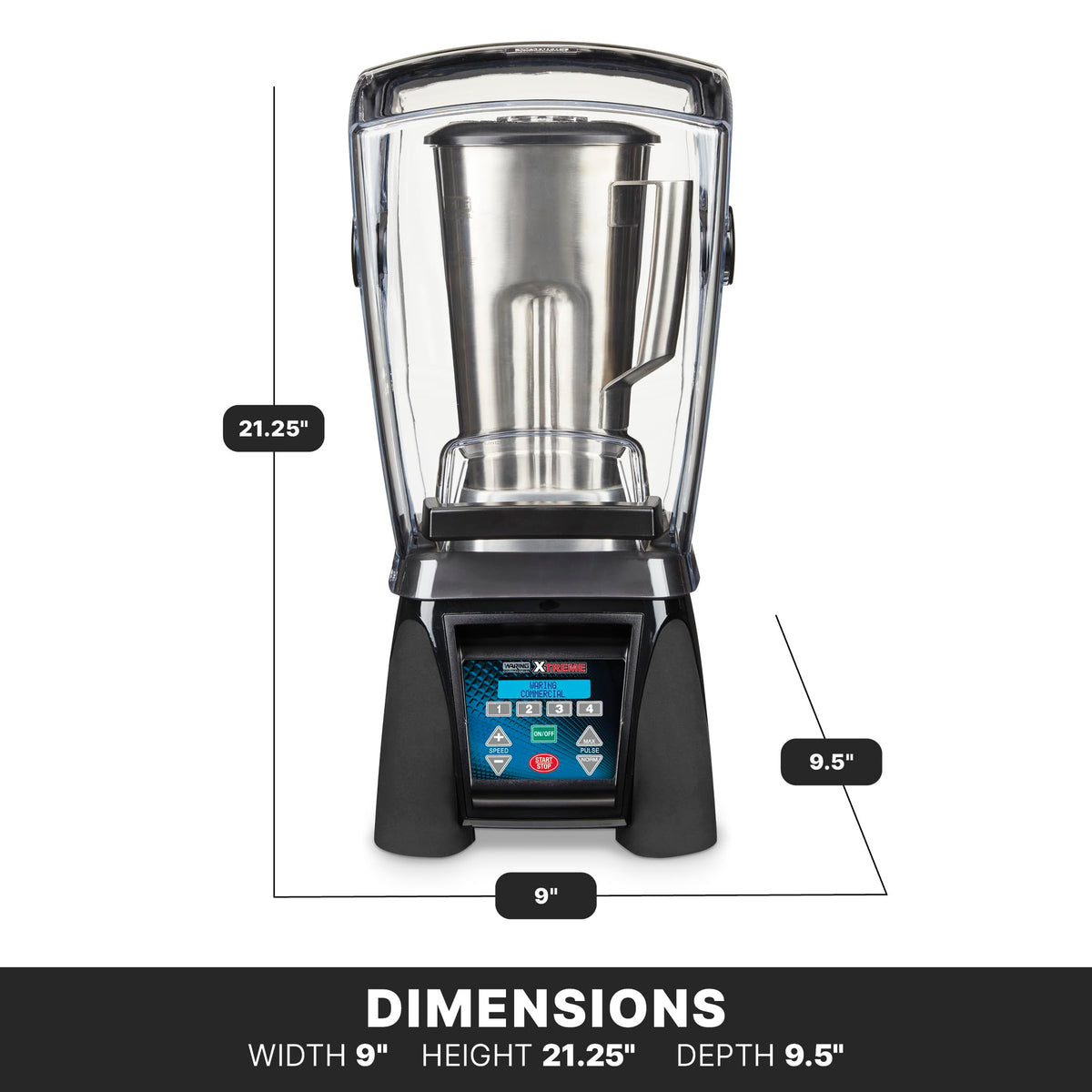 Programmable Blender & 64 oz. Stainless Steel Jar by Waring – 64 Ounce Stainless Steel Jar, 64.0 ounces, Plastic, Black, Model MX1500XTS