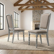 Upholstered Wood Dining Chairs Set of 2 with Turned Legs by Furnifact – Wood, Beige, Pack of 2