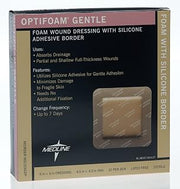 Medline Optifoam Gentle Border Adhesive Dressings, 6 x 6 (Pack of 10)