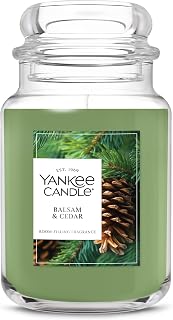 Yankee Candle Balsam & Cedar, Holiday Scented Candle, 22oz Large Jar with up to 150 Hour Burn Time, Giftable