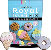 Chefmaster White Royal Icing Mix, Decorating Cookies, Making Cake Decorations, Extra Smooth & Versatile, Just Add Water, Non-GMO, Made in USA, 16 oz