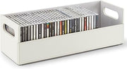 CD Storage Box by Stock Your Home – 17.73 x 6.25 x 5.5 inches, Faux Leather, White