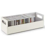 CD Storage Box by Stock Your Home – 17.73 x 6.25 x 5.5 inches, Faux Leather, White