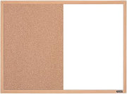 Quartet Combination Whiteboard & Corkboard, 23" x 17", Combo White Board & Cork Board, Oak Finish Frame (35-380402Q)