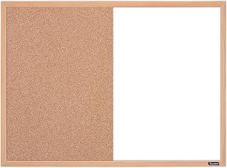 Quartet Combination Whiteboard & Corkboard, 23" x 17", Combo White Board & Cork Board, Oak Finish Frame (35-380402Q)