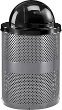 Global Industrial 36 Gallon Thermoplastic Coated Perforated Receptacle w/Dome Lid, Gray