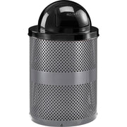 36 Gallon Thermoplastic Coated Perforated Receptacle w/Dome Lid by Global Industrial – Steel, Gray, Model 261949GY