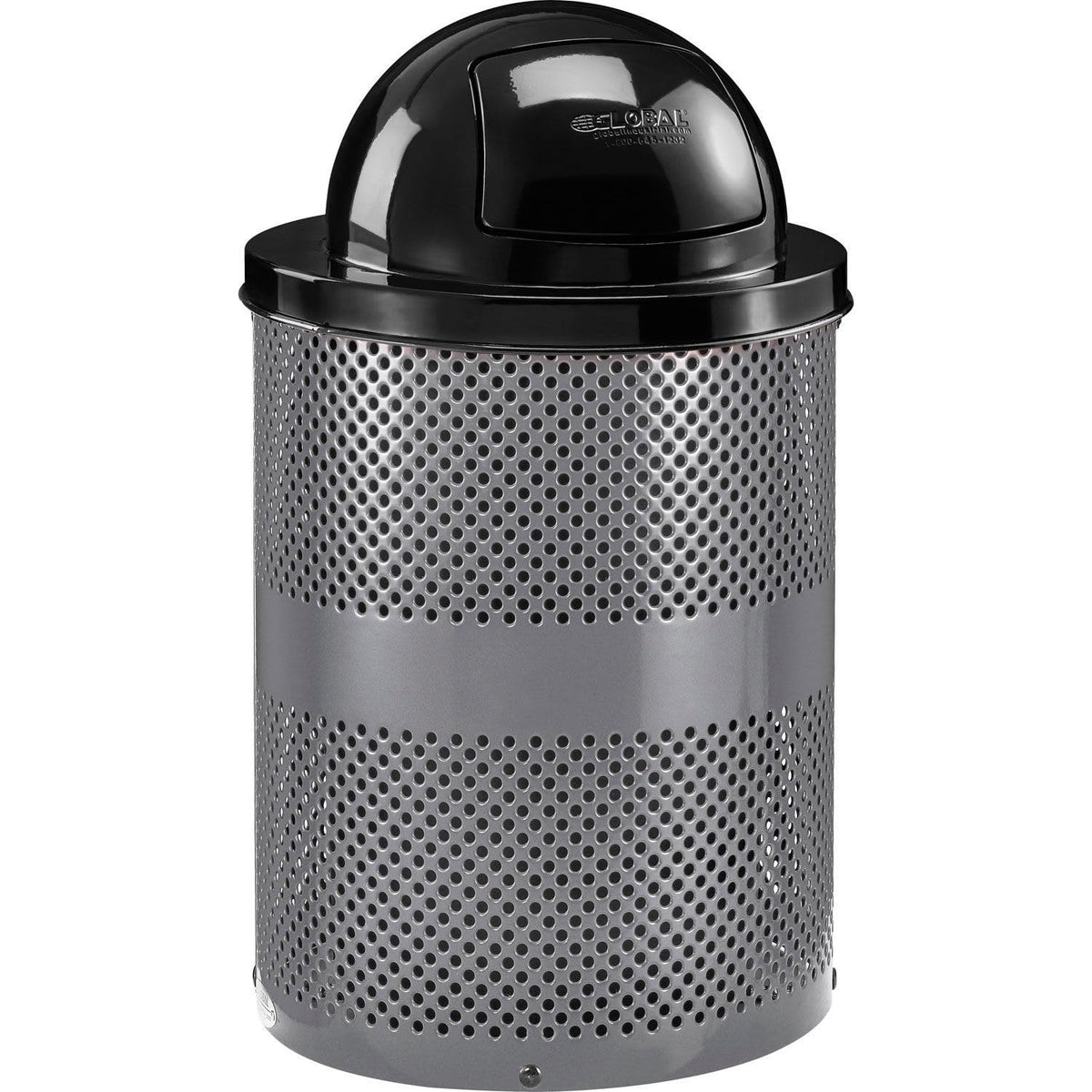 36 Gallon Thermoplastic Coated Perforated Receptacle w/Dome Lid by Global Industrial – Steel, Gray, Model 261949GY