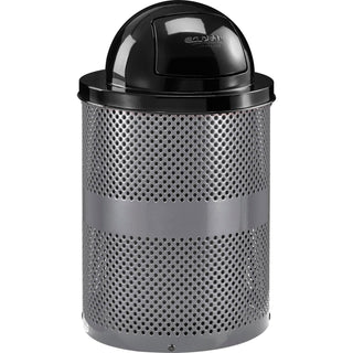 36 Gallon Thermoplastic Coated Perforated Receptacle w/Dome Lid by Global Industrial – Steel, Gray, Model 261949GY