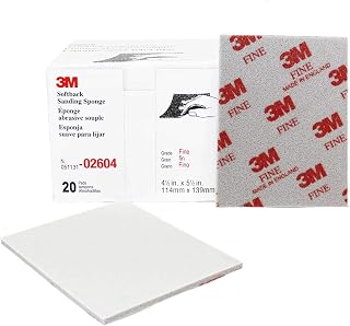 3M Softback Sanding Sponge, 02604, 4 1/2 in x 5 1/2 in, Fine Grit | 20 Pack, Fast Cutting, Flexible Foam, Long-Lasting Alumin Oxide Abrasive