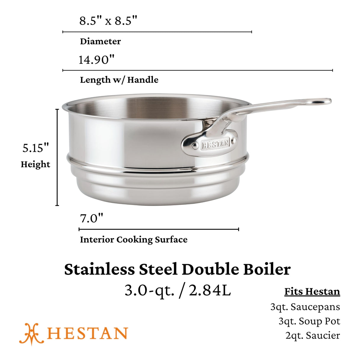 Provisions - Stainless Steel Double Boiler Insert by Hestan – 3 Quarts, Stainless Steel, Multicolor, Model 71052