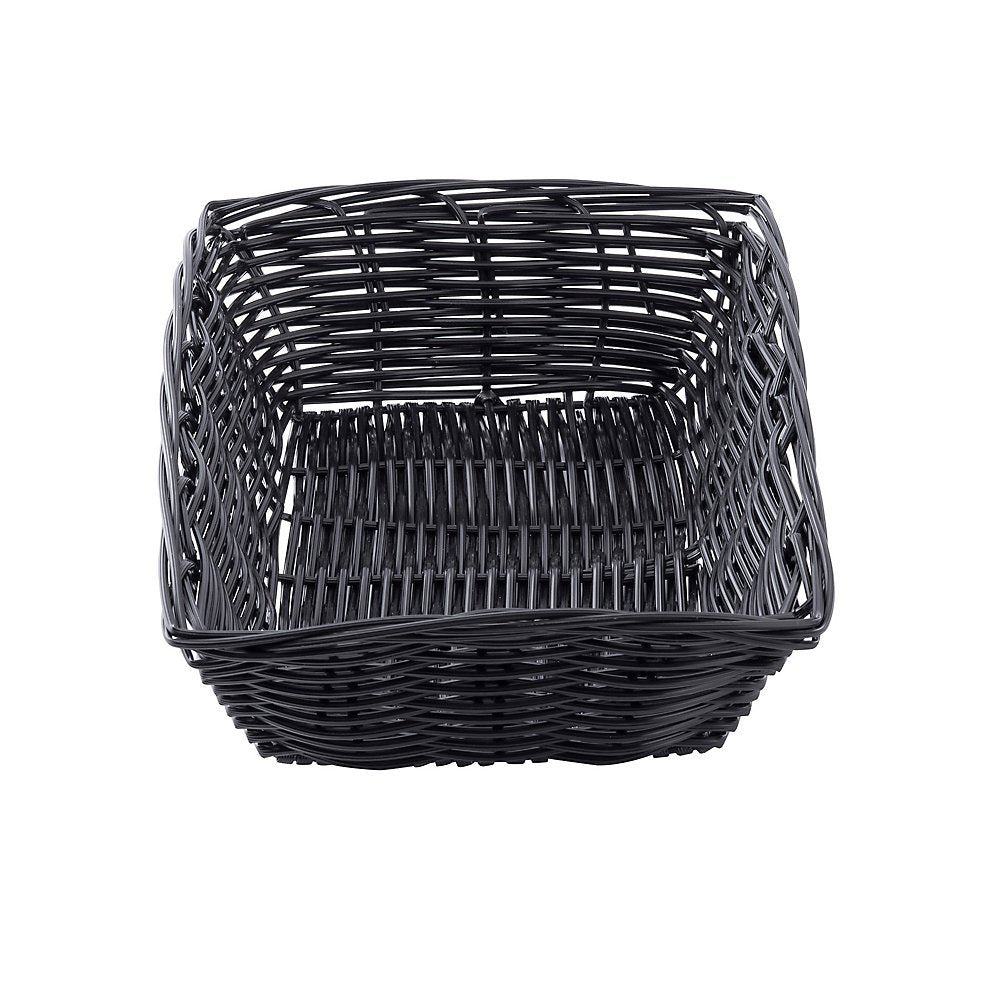 Black 9" x 6" Rectangular Woven Plastic Basket - Dozen by Tablecraft – 9" x 6", Polypropylene, Black, Pack of 12, Model 2472