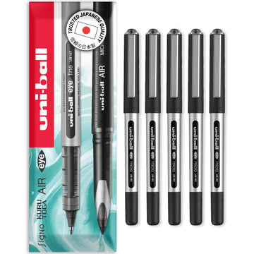 Eye Micro UB-150 Rollerball Pens - Black by Uni-Ball – 1 Count (Pack of 5), Plastic, Black, Model 153486343