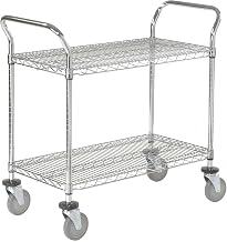 Nexel Wire Utility Cart, 2 Shelves, 800 Lb. Capacity, 36" L x 18" W x 38" H