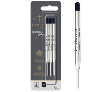 QUINKflow Ballpoint Pen Ink Refills by Parker – 3 Count, Black, Pack of 3, Model 2119151
