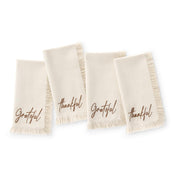 Threadmade Fringed Harvest Napkins, Cotton, Set of 4, Natural