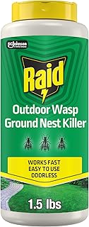 Raid Outdoor Wasp Ground Nest Killer, Dust Insecticide for Outside Household Use, Wasp Killer, Fast-Working and Odorless, 24 Oz