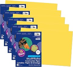 Prang Construction Paper, Yellow, 12" x 18", 50 Sheets Per Pack, 5 Packs