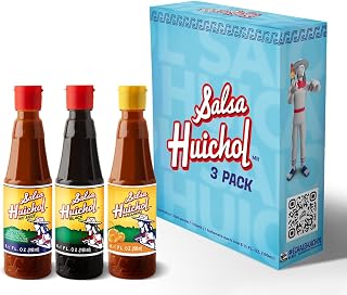 SALSA HUICHOL Mix 3-Pack - (1 Original, 1 Negra, 1 Habanera) – Authentic Spicy Flavor – 0 Calories, No Sugar or Fat – Great for Tacos, Seafood, Snacks & More – Made in Mexico
