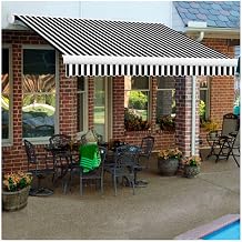 Awntech 20-Feet Key West Full-Cassette Left Motor with Remote Retractable Awning, 120-Inch Projection, Black/White