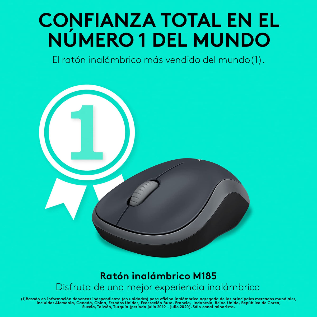 Wireless Mouse - Gray (Renewed) by Logitech – 1-Pack, Metal, gray, Model M185