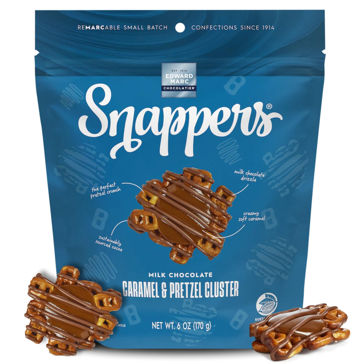 Pretzel Milk Chocolate by Snappers – 6 Ounce (Pack of 6), Pack of 6