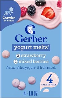 Gerber Stage 3 Baby Food, Strawberry and Mixed Berries Melts, 1 oz. Pouch (Pack of 4)