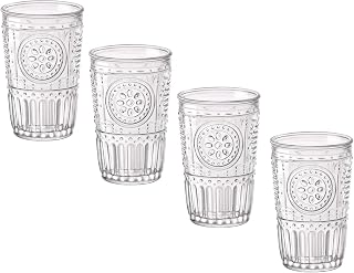 Bormioli Rocco Romantic Water Glass [Set Of 4] | 10.25 oz Premium Glass Set For Refreshments, Soda & Beverages | Italian Quality Glassware, Perfect For Dinner Parties, Bars & Restaurants