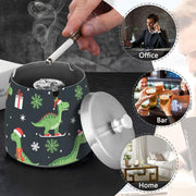 Christmas Dinosaur Pattern Splash Ashtray with Lid by ALAZA – Stainless Steel, C1180, Model g541129097p1082c1149s2657