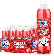 Sparkling Soda Soft Drink – 17 fl oz Bottles – Fizzy Carbonated Beverage, Classic ICEE Flavors, Refreshing Sparkling Drink (Pack of 12, Cherry)