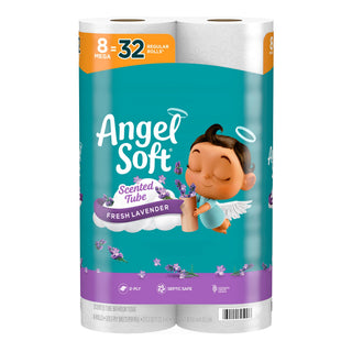 Lavender Scented 8 Mega Rolls Bath Tissue by Angel Soft – Commercial Grade