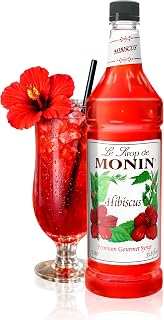 Monin Hibiscus Syrup for Drinks - 1 liter / 33.8 fl oz