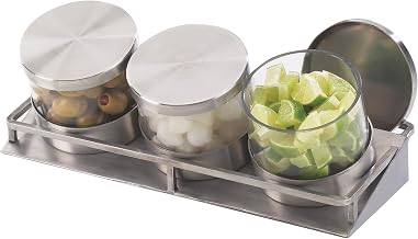 Cal-Mil 1850-4-55NL Cold Condiment Display with Notched Stainless Steel Lid, 1.75" Height, 13.5" Width, 5" Length