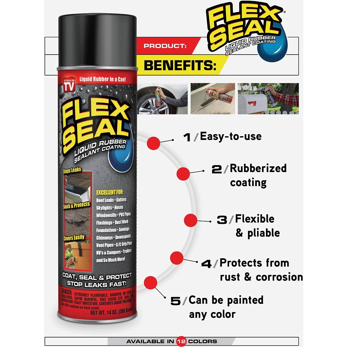 RED 14OZ by Flex Seal – 14 oz, Silicone, Pack of 6, Model FSREDR20