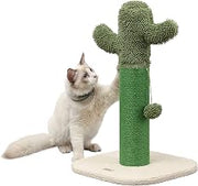 CTR1000A Pecos 21" Modern Jute Cactus Cat Scratching Post with Fuzzy Toy, Green/White