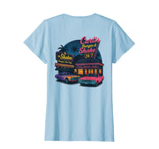 Curtis Burger and Shake Retro Diner Night - On Back T-Shirt by Vintage American Diner Retro Vibes – Baby Blue