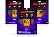 3M Pro Grade Precision Faster Sanding Sheets, NO-Slip Grip Backing, Assorted Grits 220/320/400, 9" x 11", 3 Sheets Each, 9 Total