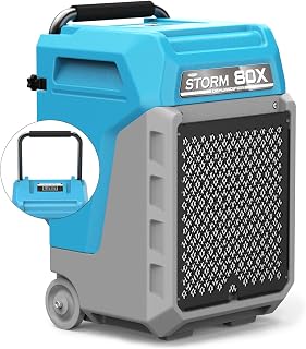 ALORAIR 170 PPD Commercial Dehumidifier with Pump, LGR for Industrial Use | Portable Dehumidifier with Wheels and Drain Hose, for Water Damage Restore, 6-Year Limited Warranty, Storm 80X (Blue)