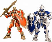 2-Pack T13 Action Figures – 3D Printed Titan 13 Flame Knight Robot, Full-Body Articulated Joints for Dynamic Poses, Unique Collectible, Desktop Ornament for Boys (Assembled, Red + Blue)