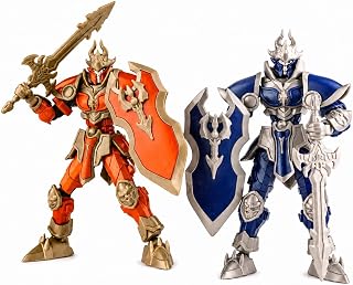 2-Pack T13 Action Figures – 3D Printed Titan 13 Flame Knight Robot, Full-Body Articulated Joints for Dynamic Poses, Unique Collectible, Desktop Ornament for Boys (Assembled, Red + Blue)