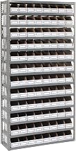 Global Industrial Open Bin Shelving w/13 Shelves & 96 White Bins, 36x12x73