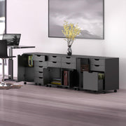 Winsome Black / 4 Doors, 12 Drawers, File Drawer / Transitional Home Office Cabinets