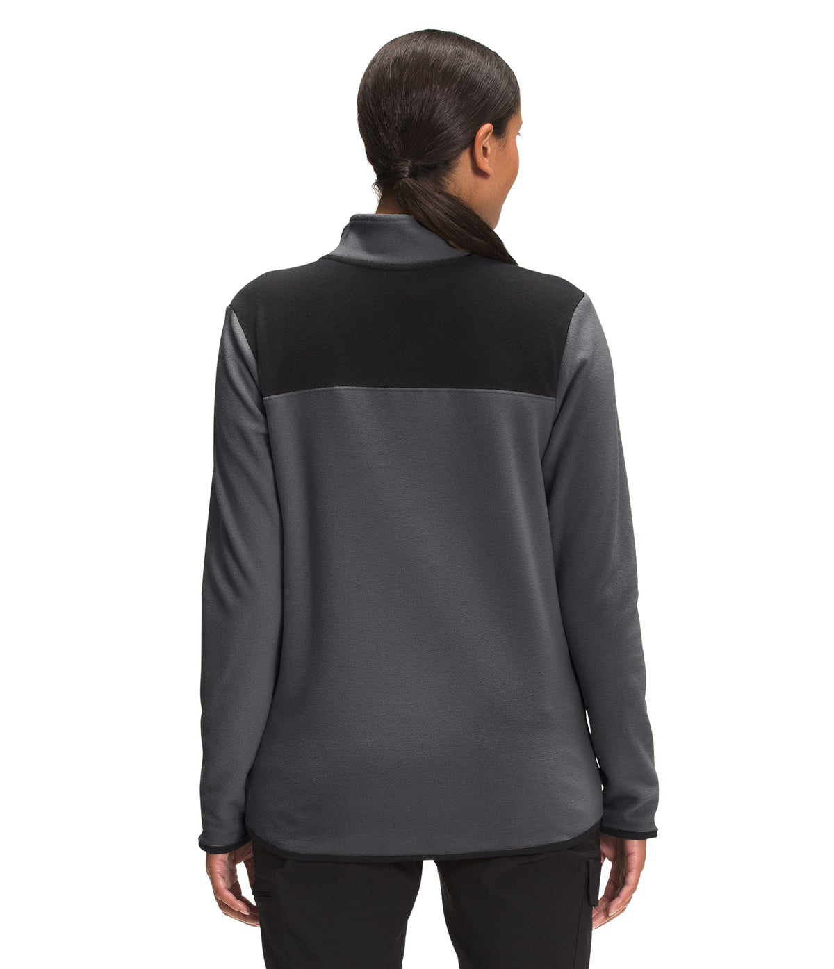 TKA Glacier Snap-Neck Pullover - Women's Asphalt Grey/TNF Black Large by The North Face – Large, Cotton,Polyester, Asphalt Grey/Tnf Black, Model NF0A48KMMN8-L