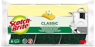 Scotch-Brite Classic Natural Fibre Cleaning Sponge, 6 Pieces Per Pack - All Purpose Sponge for Kitchen and Household, Also Suitable for Non-Stick Cookware and Glass