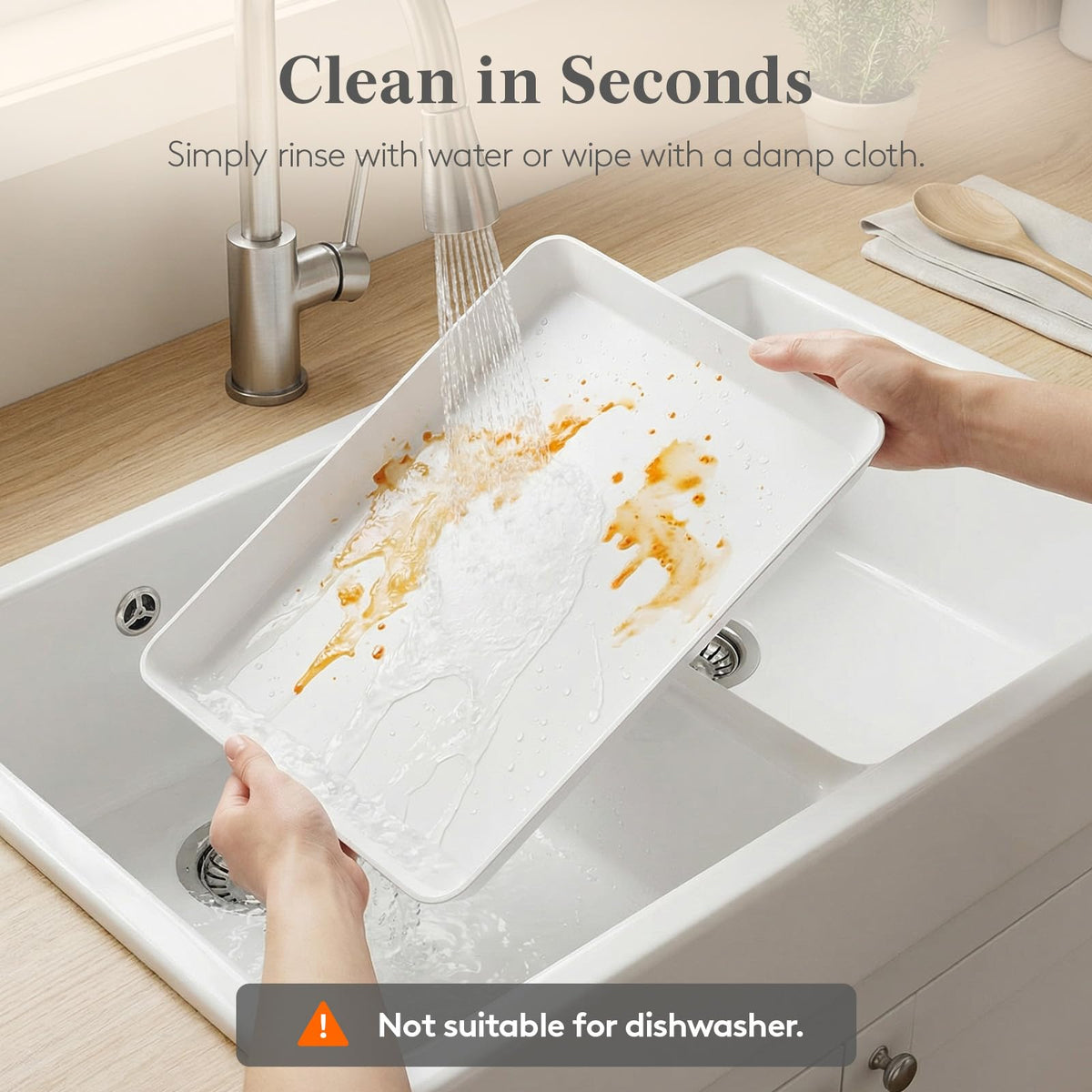 Lifewit Plastic Serving Trays, 16 x 12 Inch, Set of 4, White