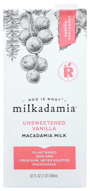 Macadamia Milk Unsweetened Vanilla, 32 Fl Oz by Milkadamia – 32 Fl Oz (Pack of 1), Model 0858045004510
