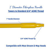 48" Fiberglass Replacement Handle with 3/4" Acme Thread Tip by SPARTA – 48 inches (Pack of 1), Polypropylene (PPY), Yellow, Model 41225EC04