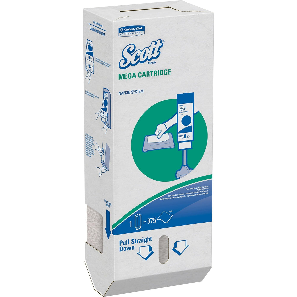 Scott Mega Cartridge 1-Ply Napkins – 6-1/2" x 8-7/16", White, 180 Per Pack, Case Of 6 Packs